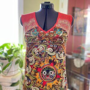 Small funky orange sleeveless top (made in France)